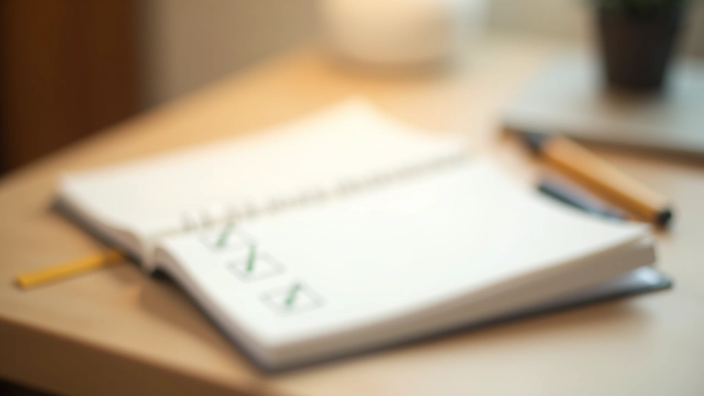 Minimalist notebook with simple progress checklist and pen on clean desk