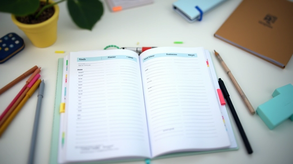 Calendar spread with weekly view, color-coded tasks and time blocks scheduled across days