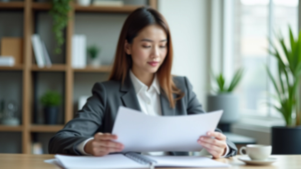 Person at desk reviewing monthly progress notes and metrics during planning session