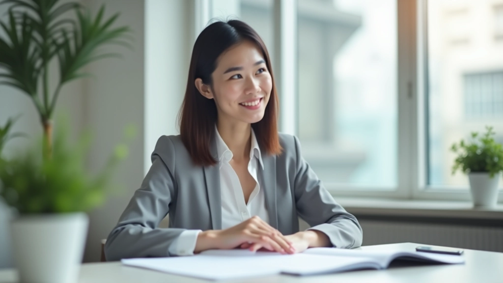 Professional at modern desk with goal planning notebook and success metrics visible
