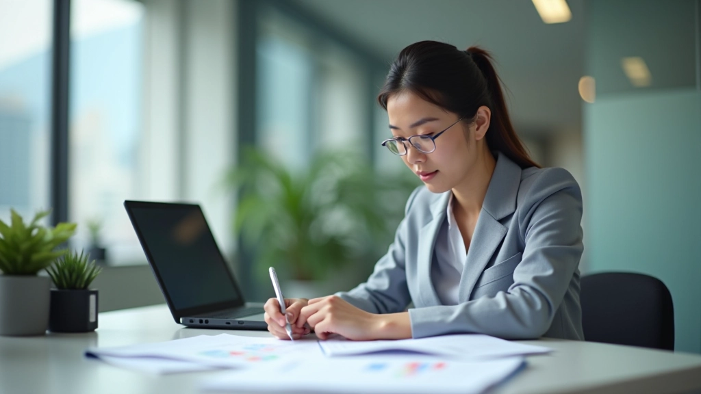 Professional at desk reviewing weekly progress notes and metrics